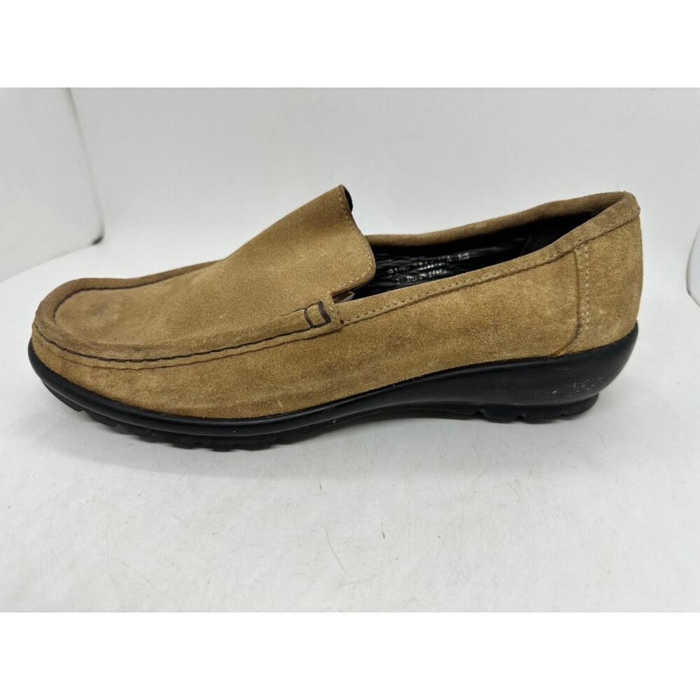 Coach Aianna sz 6B Women's Tan Suede Slip-On Loafers Made Italy Black Soles